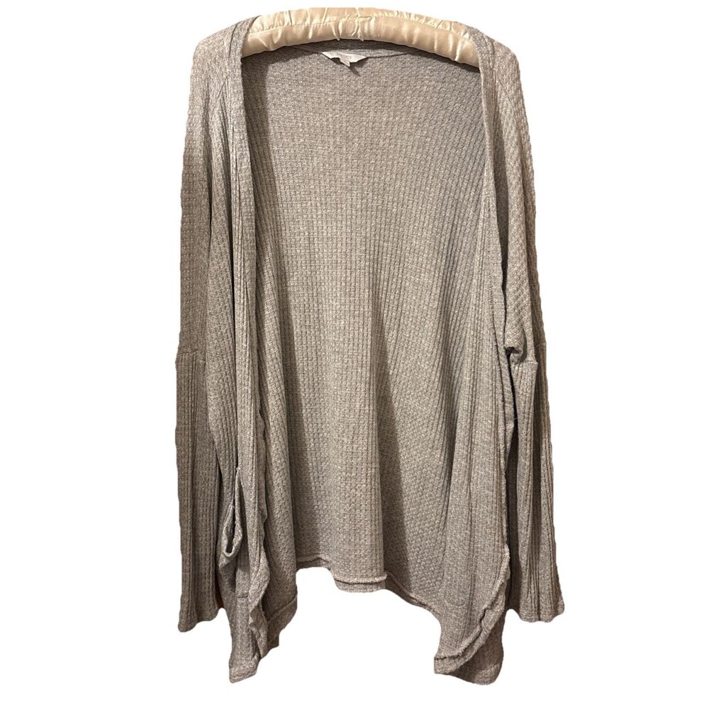 Tresics Gray Waffle Knit Open Front Lightweight Cardigan Sweater Size Small